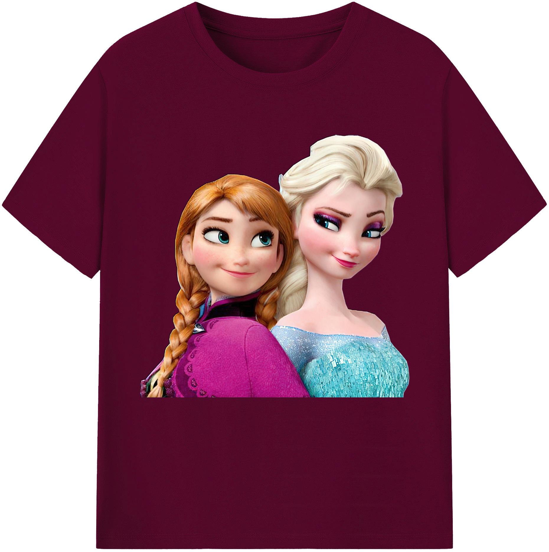 （画像用） アナと雪の女王 アンナ エルサ Frozen Anna Elsa レディースカジュアルプリントTシャツ（綿100％）